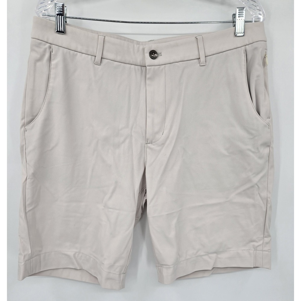 Johnnie-O Shorts Mens 34 Light Ivory Prep-Formance Golf Flat Front JMSH1700